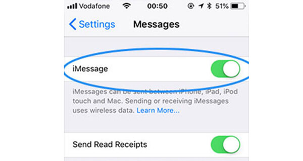 iMessage-schakelaar