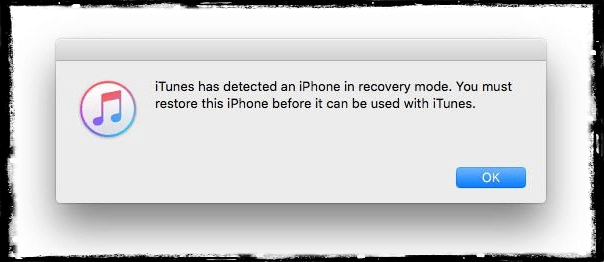 Apple iTunes Recovery Mode-meddelande