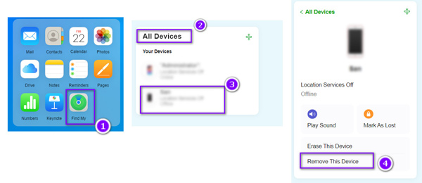 Az iPad törlése az iCloudban