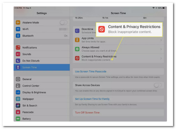 Restrizioni sulla privacy dei contenuti dell'iPad