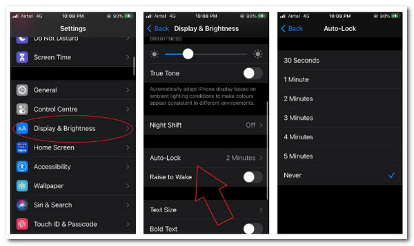 ios Auto Lock Indstil til Aldrig