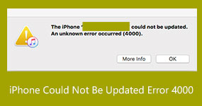 Não foi possível atualizar o iPhone Erro 4000