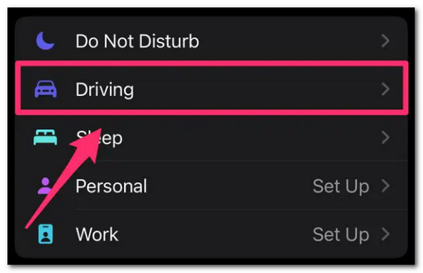 iOS Setting Focus Driving
