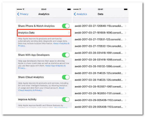 iOS analytiske data