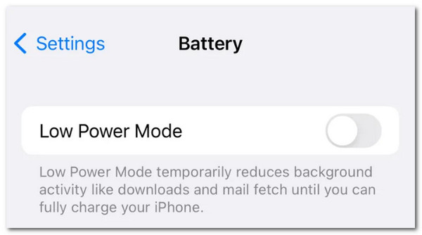 iOS Turn Off Low Power Mode