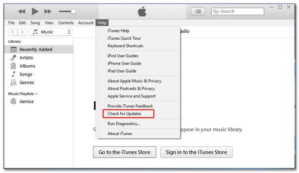 iTunes Se etter oppdateringer