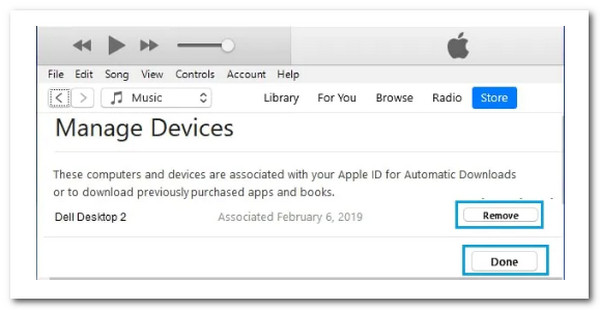 iTunes Gestisci dispositivo