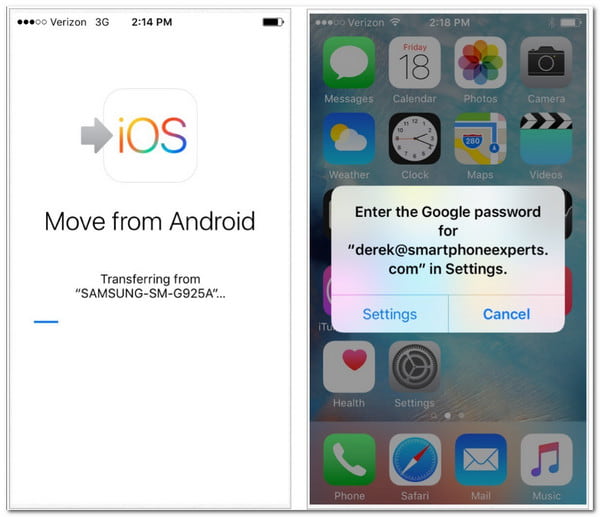 Move to iOS Login Gmail