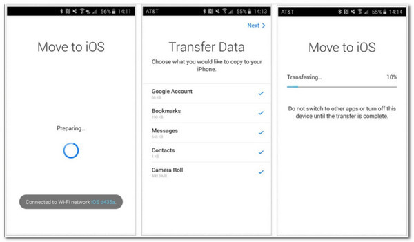 Move to iOS Transfering Process