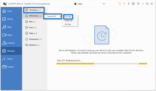 Metin Mesajlarını iPhone CSV'den Yazdır