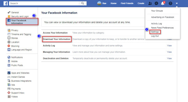 Download Facebook Information