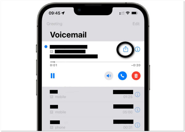 Guardar mensajes de voz en iPhone Share