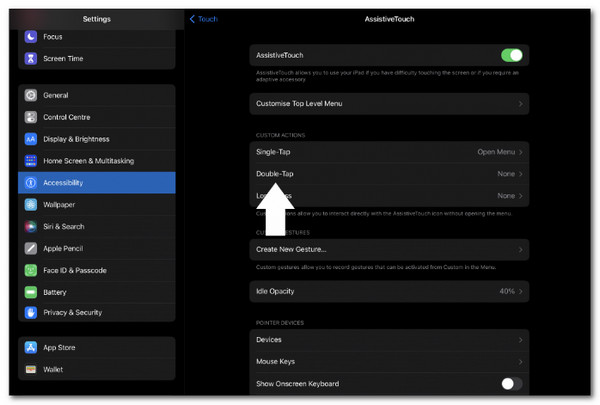 Dvojité klepnutí na iPad AssistiveTouch
