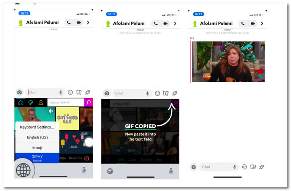 iOS Send GIF på Snapchat