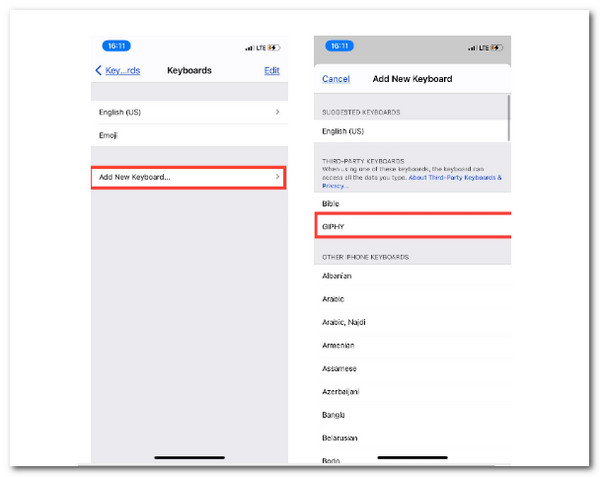 iOS-innstillinger Legg til tastatur