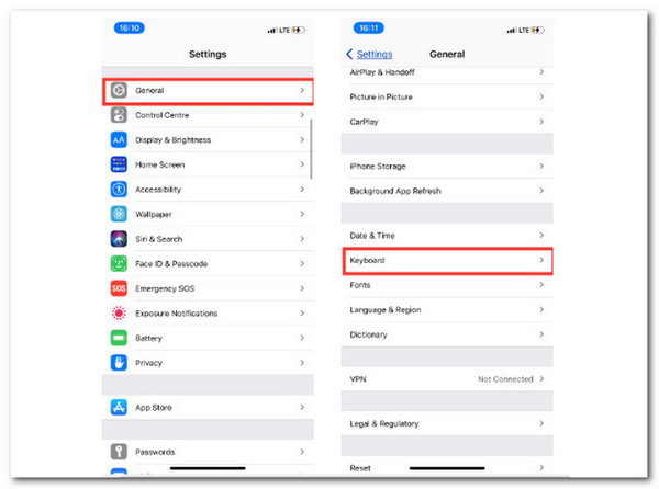 iOS Settings Keyboard