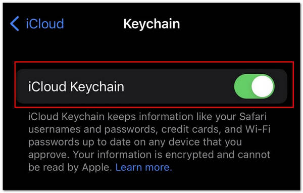 iCloud Keychain Enable
