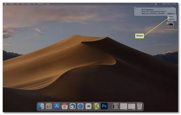 Compartilhamento de diálogo Wi-Fi do Mac
