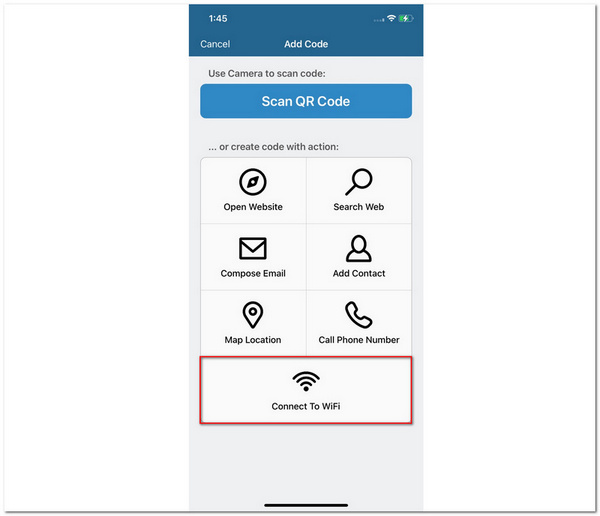 Codice visivo Connettiti al Wi-Fi