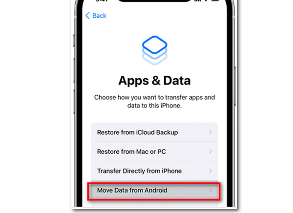 Siirry iOS-sovellukset ja data -kohtaan