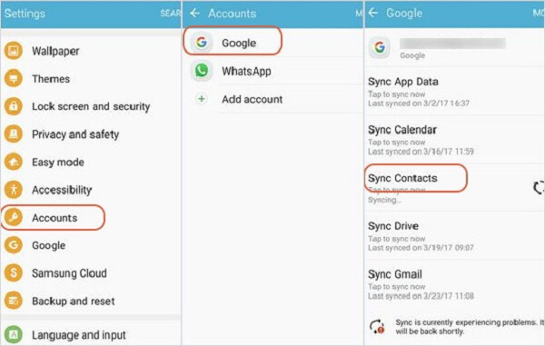 Sync contacts gmail