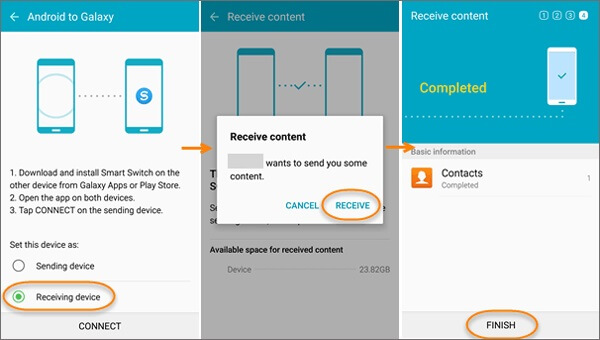 Transfer contacts via smart switch