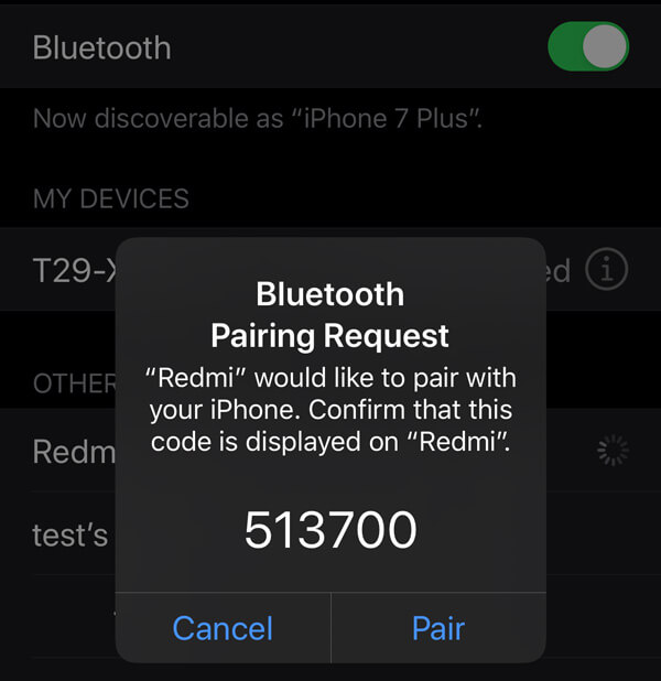Ricevi contatti iPhone tramite Bluetooth