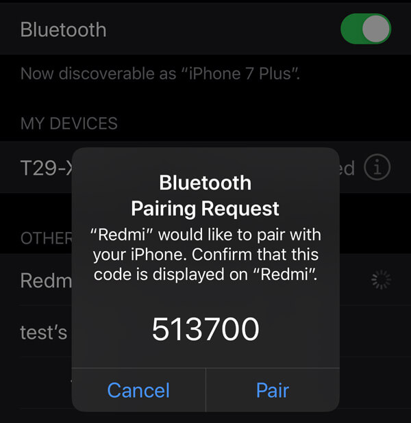 Contacten ontvangen iPhone via Bluetooth