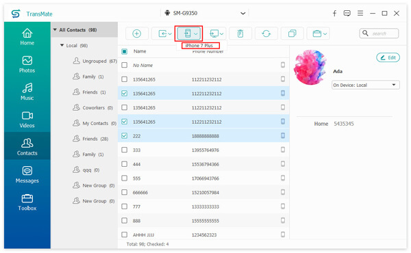 Transferir contatos do Android para o iPhone Transmate