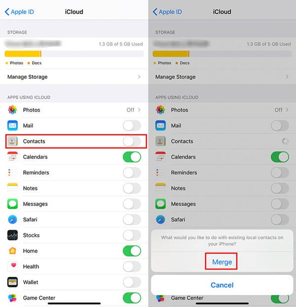 Transfer Contacts with iCloud syncing