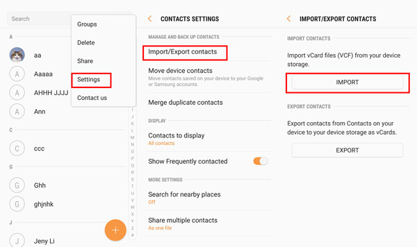 Importera kontakter till Android