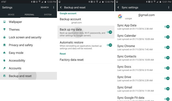 Transferência de dados do google backup