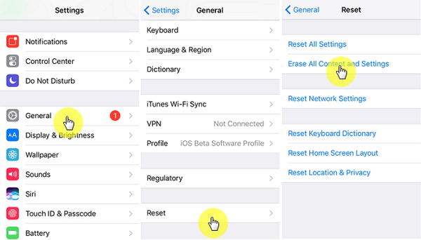 Erase all content and settings iPhone