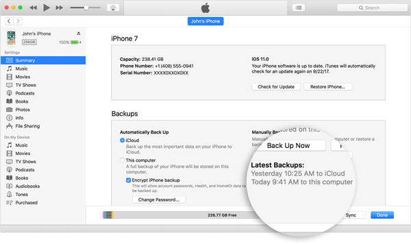 backup di iTunes