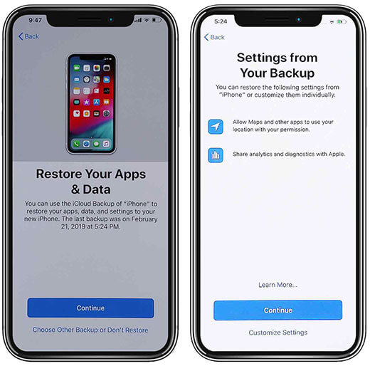 Restore app data from backup