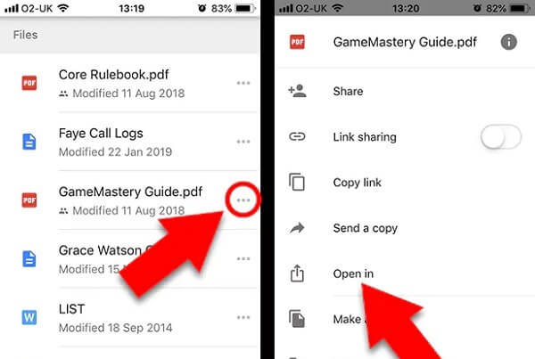 Ladda ner filer från Google Drive till iPhone