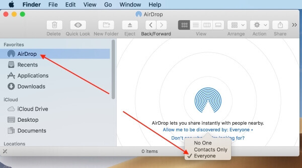 Включить Airdrop Mac