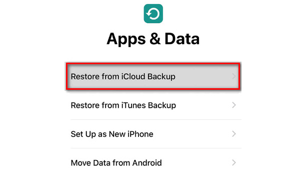 Restore from iCloud backup