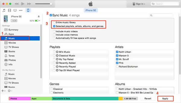 Fotoğrafları iTunes ile senkronize edin