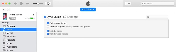 Sincronizza musica iTunes