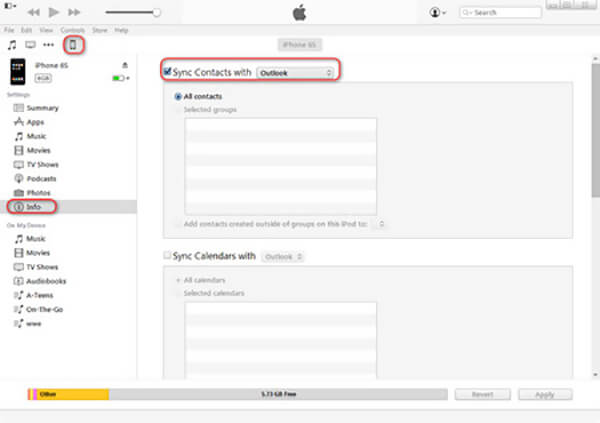 Transfiere Contactos de Outlook a iPhone con iTunes