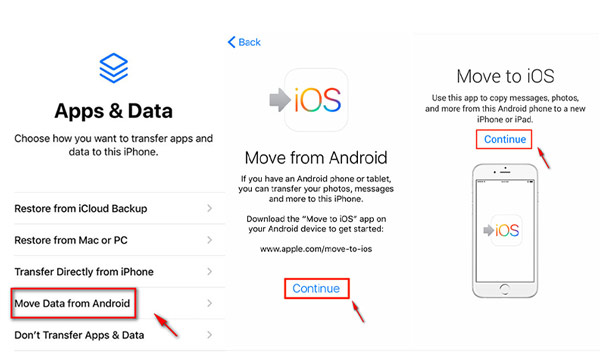 Phone setup apps data