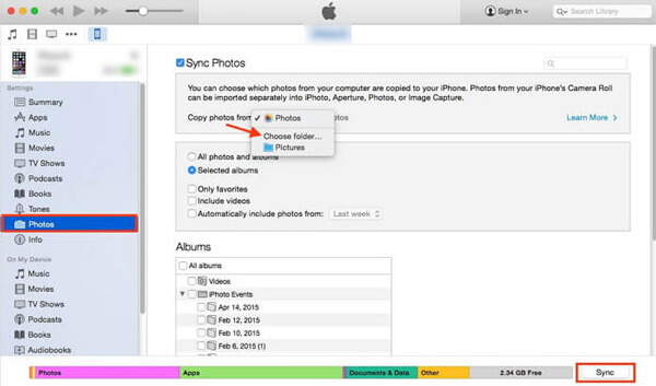 Transfiere fotos de Android a iPhone con iTunes