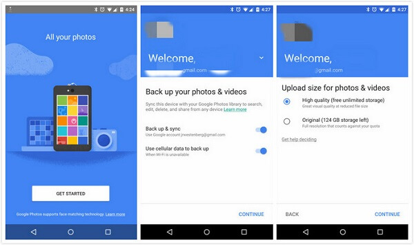 Backup android photos to google