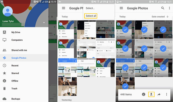 Descargar fotos de google photos