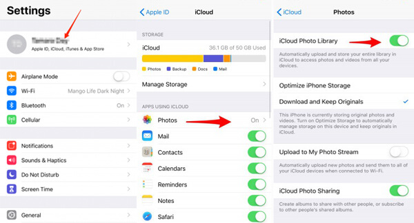 Turn on iCloud photo library