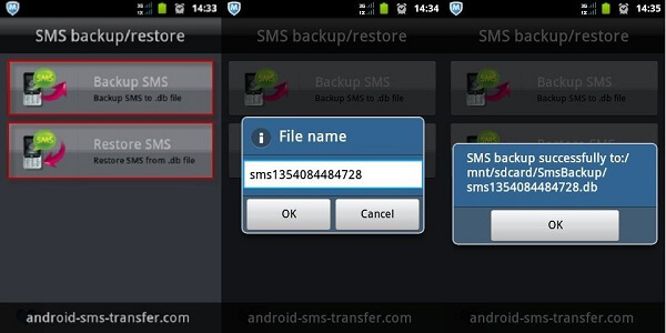 Transferência de SMS para Android