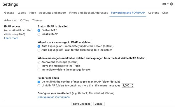 Enable IMAP