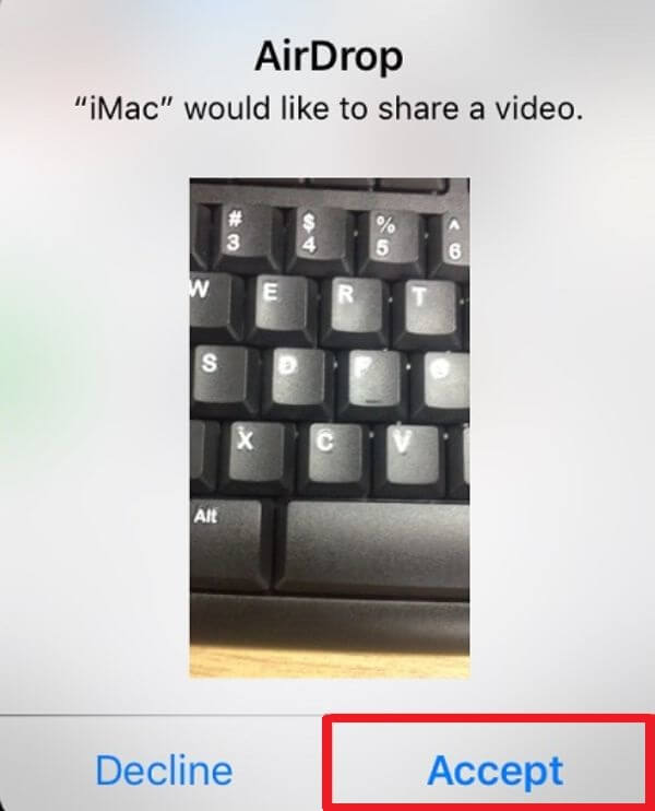 Aceitar vídeos do Airdrop do Mac