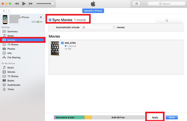 iTunes alkalmazza a szinkronizálást
